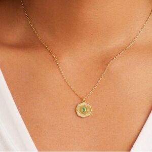 Gorjana  Birthstone Coin Necklace $78 blue December nwot current gold plated